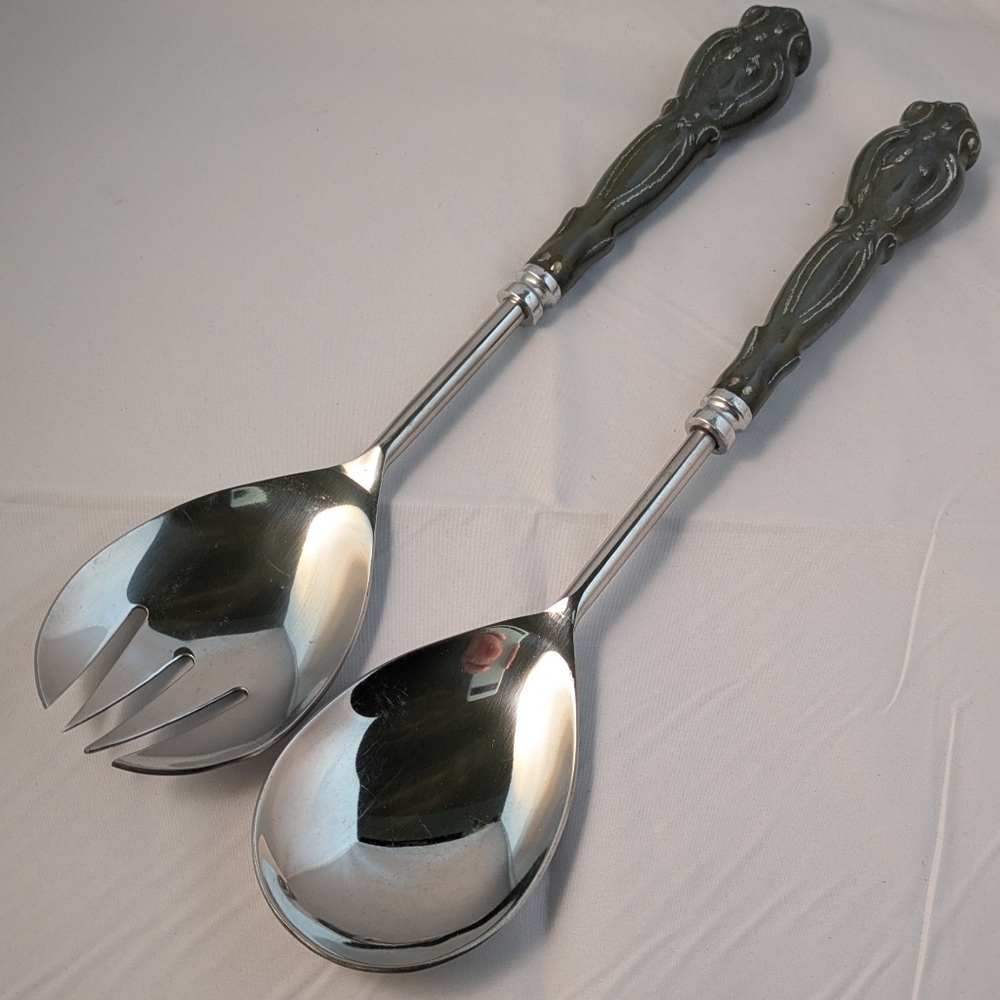 🆕 Anthropologie Salad Servers Set Gray NWT